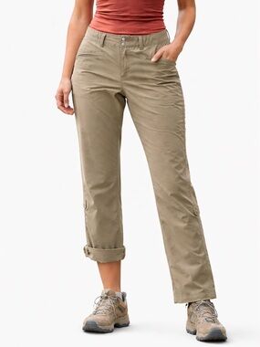 The North Face Convertible Hiking Pants Capri Tan beige Khaki Roll Up Womens 12